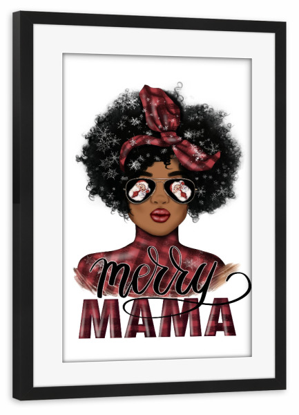 Poster mit Rahmen schwarz "Fröhliche Mama | Afro-Frau" artboxONE - Fashion,Weihnachten,Für Mama,Festivals