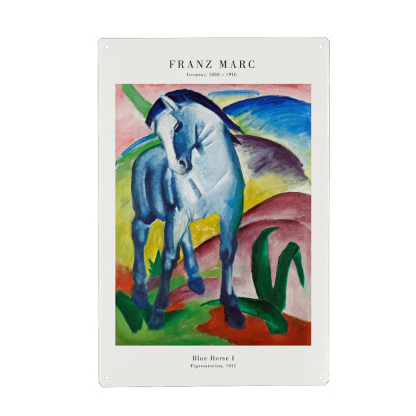 Metall Poster "Marc - Das blaue Pferd" artboxONE - Tiere,Abstrakt - Marc,Pferd,Tier,Natur,Expressionismus,Kunst,Malerei,Gemälde - Blechschild