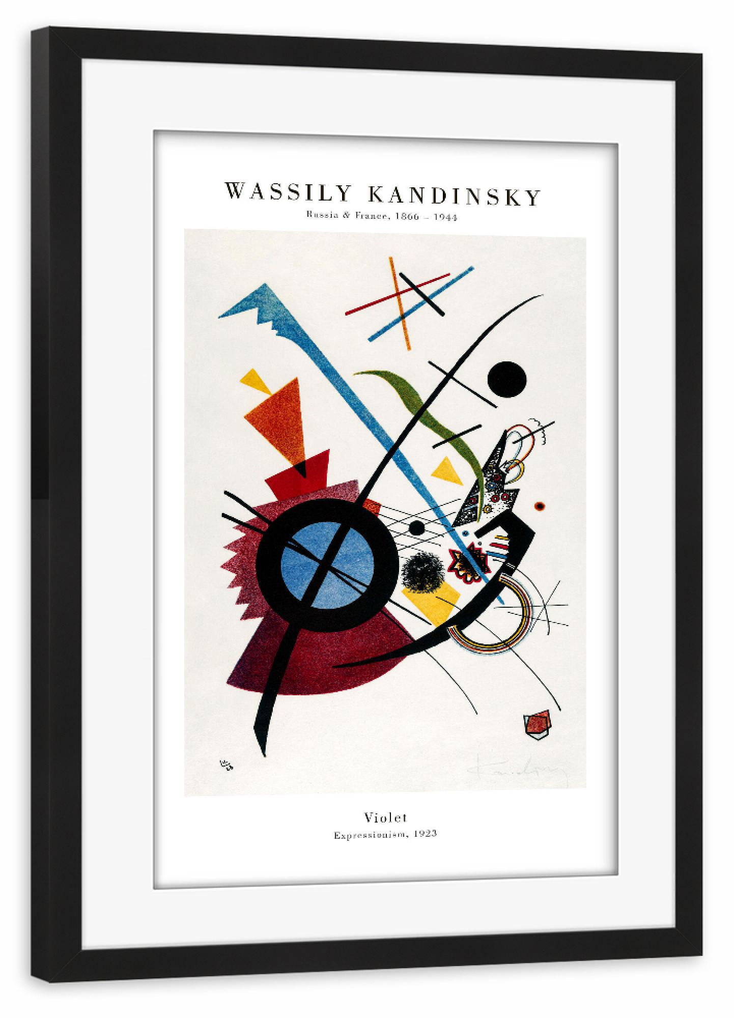 Poster mit Rahmen schwarz "Kandinsky - Violett" artboxONE - Abstrakt,Geometrie