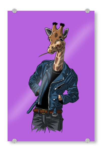 Acrylglasbild "Felsengiraffe" artboxONE - Tiere - Wildes tier,Afrika,90er,80er,70er,Giraffe,Comic,Lustiges design,Cool,Vintage