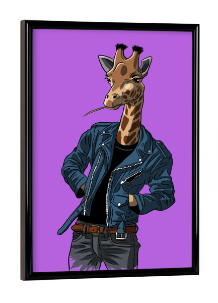 Poster mit schwarzem Rahmen "Felsengiraffe" artboxONE - Tiere - Wildes tier,Afrika,90er,80er,70er,Giraffe,Comic,Lustiges design,Cool,Vintage