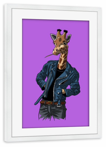 Poster mit Rahmen weiß "Felsengiraffe" artboxONE - Tiere - Wildes tier,Afrika,90er,80er,70er,Giraffe,Comic,Lustiges design,Cool,Vintage