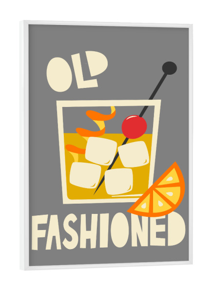 Poster mit weißem Rahmen "OLD FASHIONED (No.1)" artboxONE - Typografie,Essen & Trinken,Essen & Trinken / Alkohol