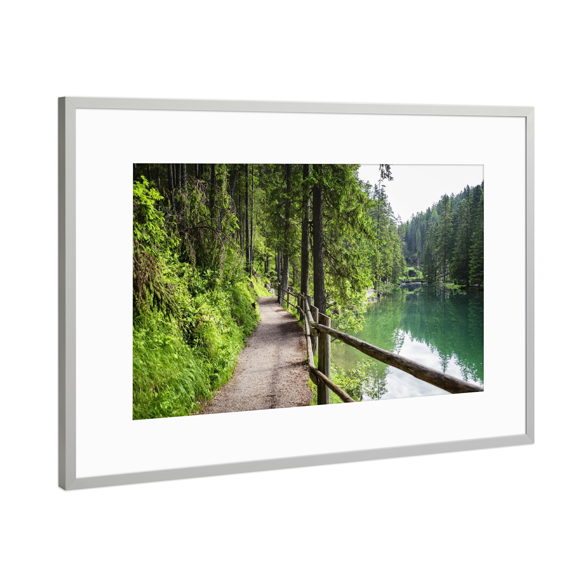 Poster mit Rahmen Silber "Gehweg am See" artboxONE - Natur,Reise,Reise / Länder