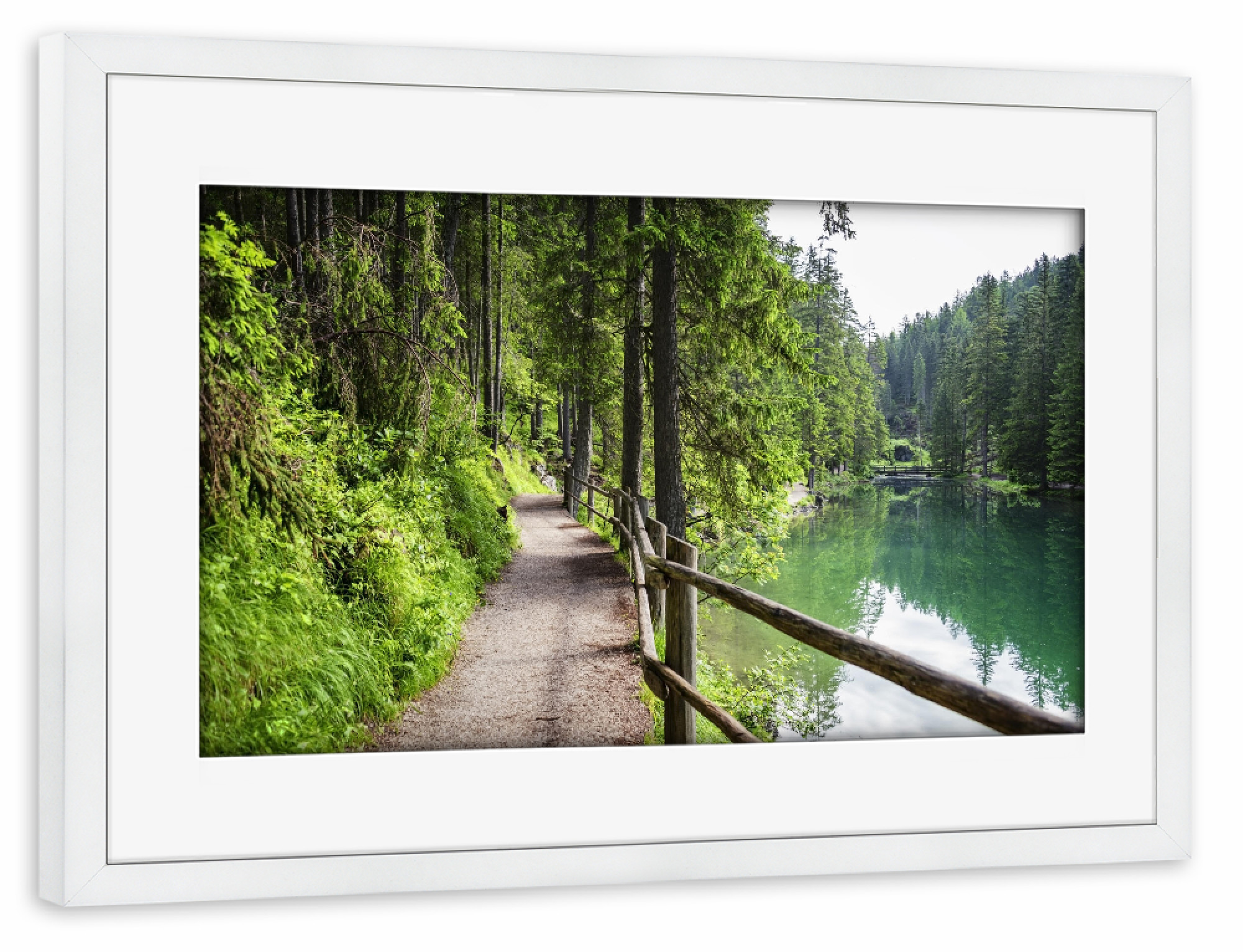 Poster mit Rahmen weiß "Gehweg am See" artboxONE - Natur,Reise,Reise / Länder