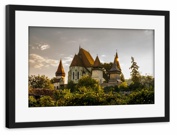 Poster mit Rahmen schwarz "Kirchenburg Biertan" artboxONE - Architektur