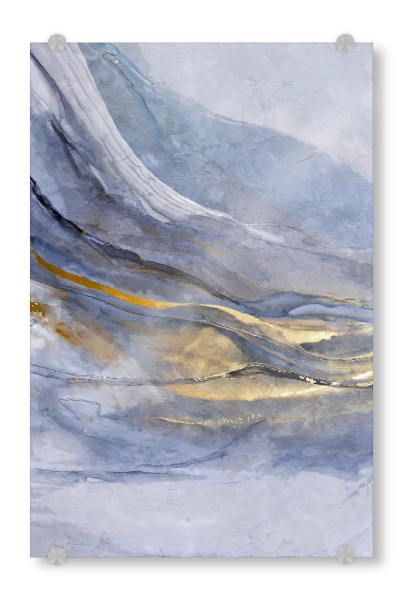 Acrylglasbild "Abstrakter Ozean" artboxONE - Abstrakt - Abstrakt,Abstrakte kunst,Marmor,Minimalismus,Grau,Schwarz,Weiß modern,Blau,Gold,Gold
