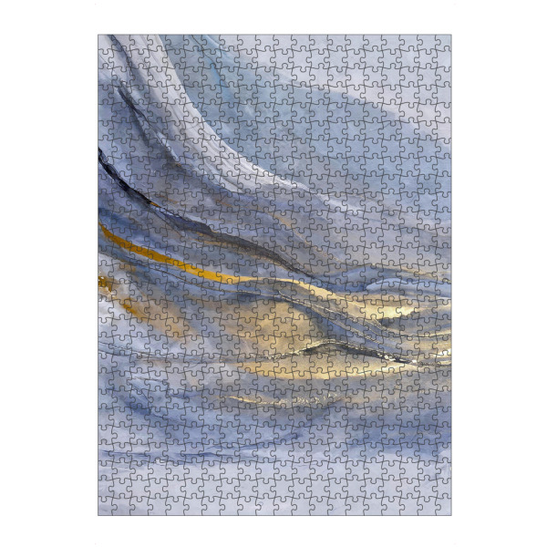 Puzzle Ravensburger "Abstrakter Ozean" artboxONE - Abstrakt - Abstrakt,Abstrakte kunst,Marmor,Minimalismus,Grau,Schwarz,Weiß modern,Blau,Gold,Gold