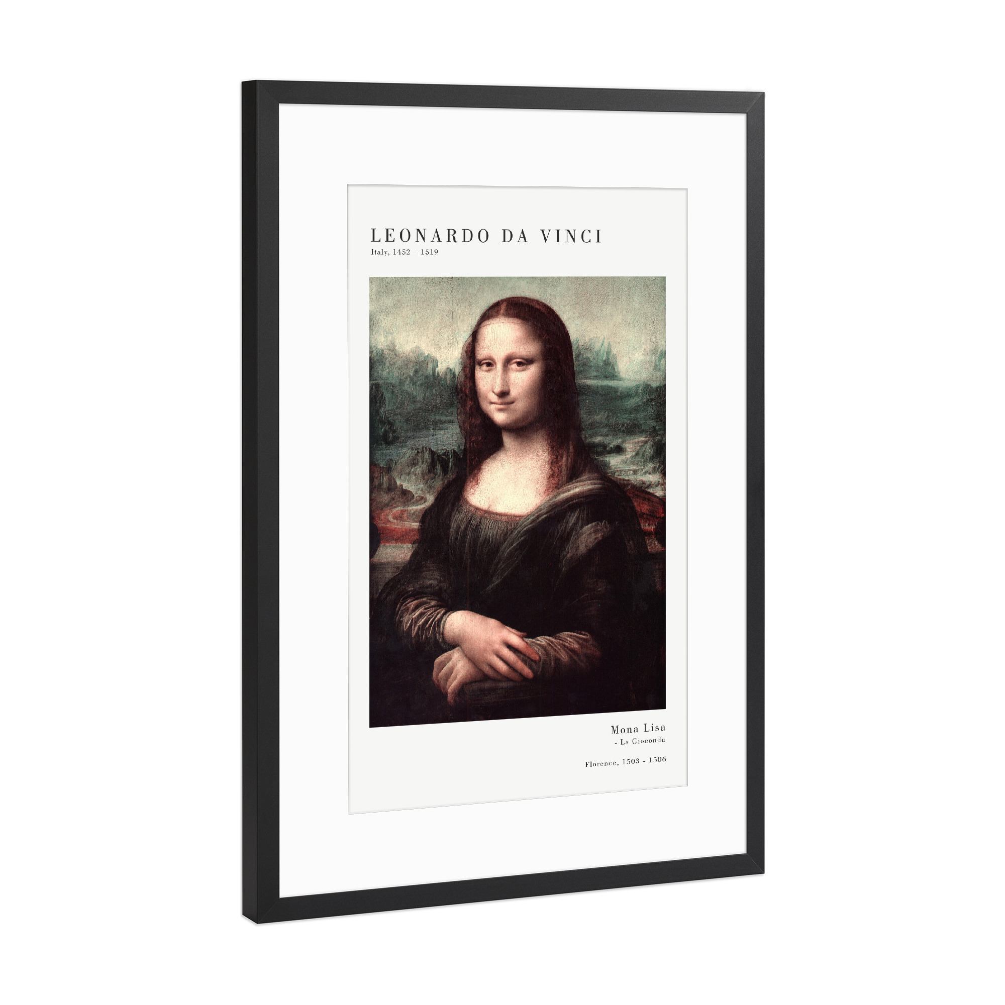 Poster mit Rahmen Schwarz (Metallic) "Da Vinci - Mona Lisa" artboxONE - Menschen