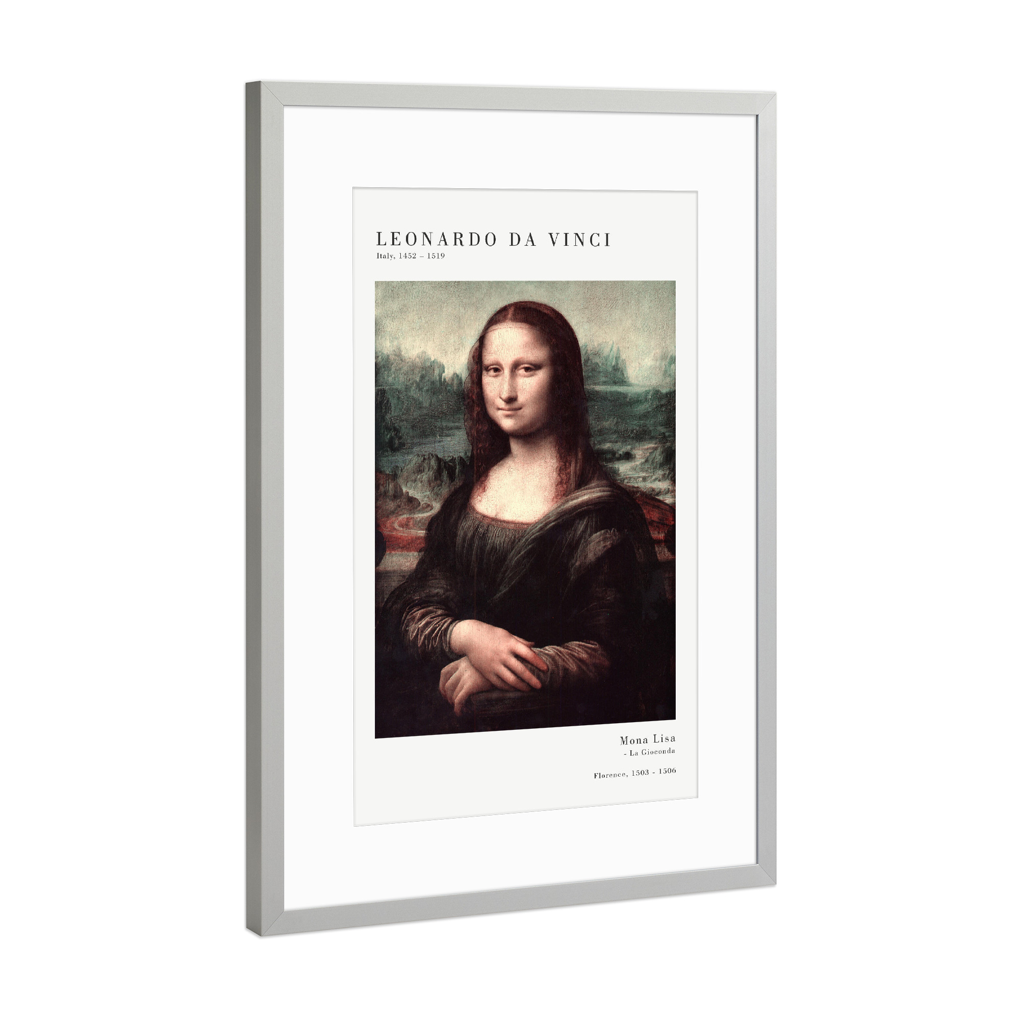 Poster mit Rahmen Silber "Da Vinci - Mona Lisa" artboxONE - Menschen