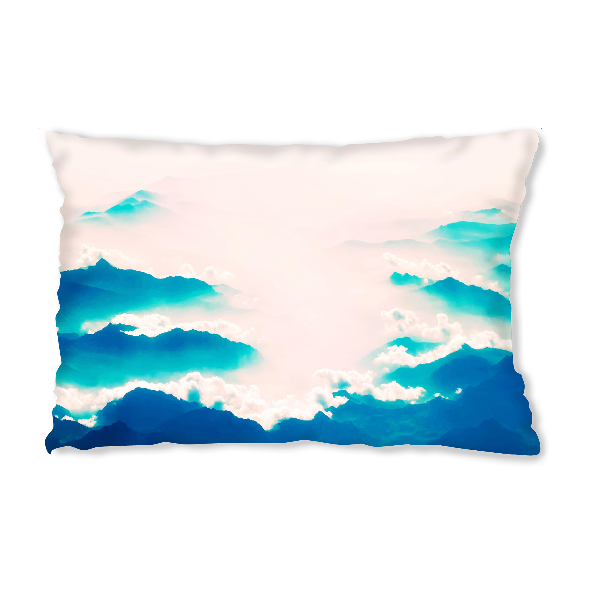Design-Kissen "Nirvana-Wald" artboxONE - Natur - Andere,Digitale manipulation,Farbe,Landschaft,Himmel,Wolken,Berge,Natur,Wald,Exotische,Pastelle