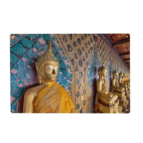 Metall Poster "Goldener Buddha-Kopf" artboxONE - Städte,Reise,Architektur,Reise / Asien,Reise / Länder