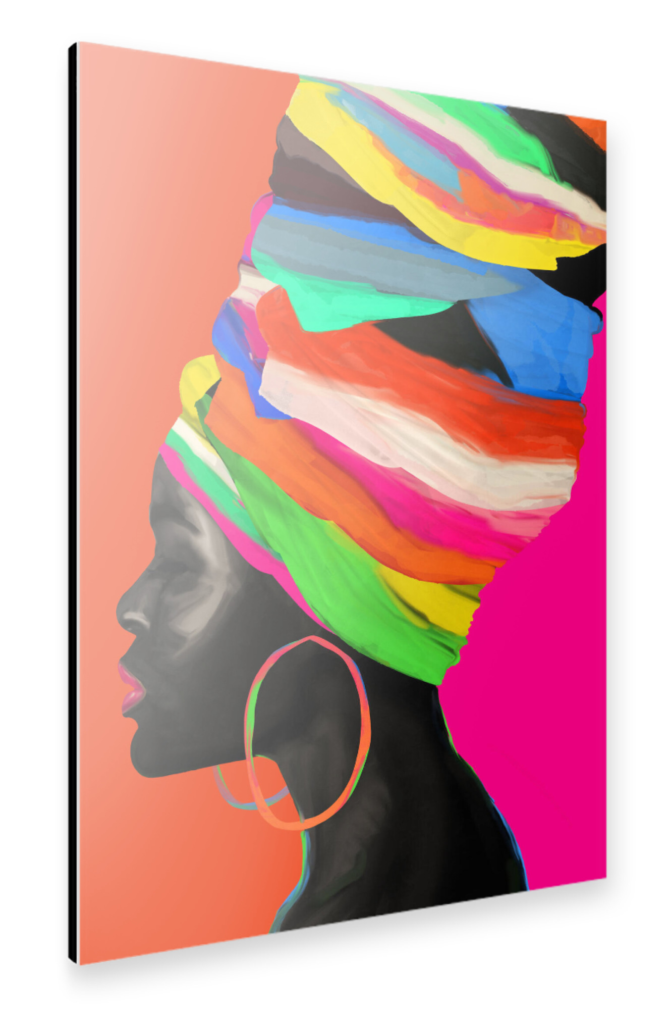 Alu-Dibond "Frauen-roter bunter Turban" 30x20 cm artboxONE