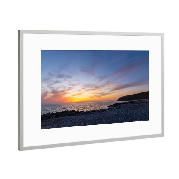 Poster mit Rahmen Silber "Strand mit Sonnenuntergang" artboxONE - Natur,Reise,Reise / Strand und Meer