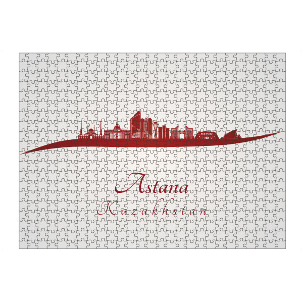 Puzzle Ravensburger "Astana-Skyline in Rot" artboxONE - Städte - Skyline,Stadt,Denkmäler,Metropole,Reise,Tourismus,Geschenk,Souvenir,Rot,Astana