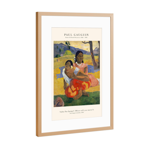 Poster mit Rahmen Kupfer "Gauguin - Nafea Faa Ipoipo" artboxONE - Natur,Menschen
