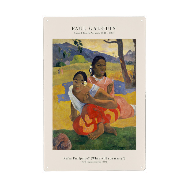 Holzbild "Gauguin - Nafea Faa Ipoipo" artboxONE - Natur,Menschen - Gauguin,Frau,Portrait,Dschungel,Tropisch,Regenwald,Kunst,Malerei,Gemälde