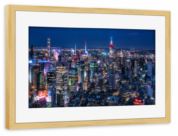 Poster mit Rahmen kiefer "Manhattan in der Abenddämmerung" artboxONE - Städte,Städte / New York,Reise,Architektur,Reise / Länder
