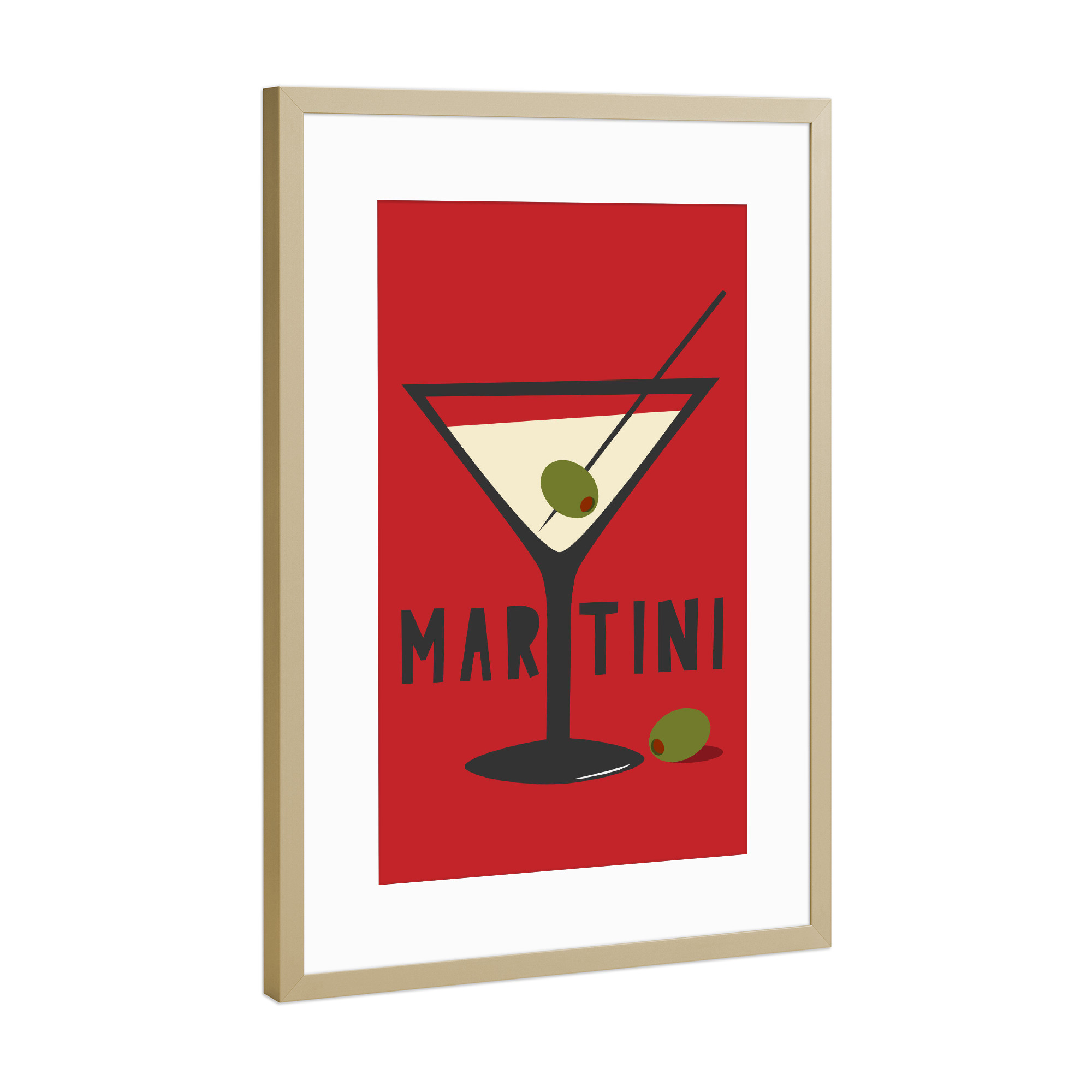 Poster mit Rahmen Gold "MARTINI (No.1)" artboxONE - Typografie,Essen & Trinken,Essen & Trinken / Alkohol
