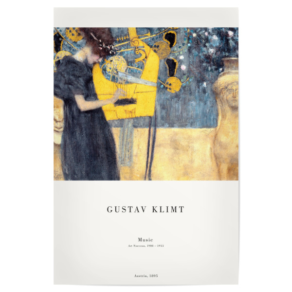 Poster 30x20 cm "Klimt - Musik" artboxONE - Menschen,Musik - Klimt,Art deco,Jugendstil,Gold,Musik,Frau,Mädchen,Kunst,Malerei,Gemälde