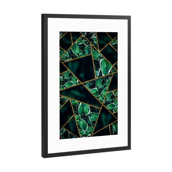 Poster mit Rahmen Schwarz (Metallic) "Moderne Botanik" artboxONE - Abstrakt,Geometrie