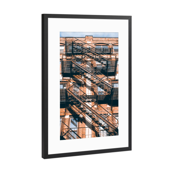 Poster mit Rahmen Schwarz (Metallic) "Fire Stairs" artboxONE - Städte,Reise,Architektur,Reise / Länder,Städte / Boston
