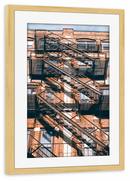 Poster mit Rahmen kiefer "Fire Stairs" artboxONE - Städte,Reise,Architektur,Reise / Länder,Städte / Boston