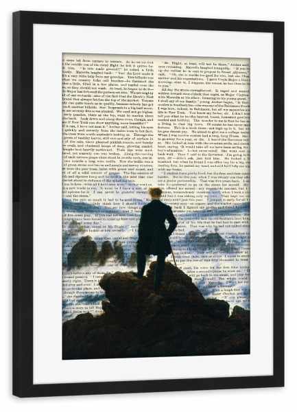 Poster mit Rahmen schwarz "Der Wanderer auf Worten" artboxONE - Natur,Reise,Menschen,Männer