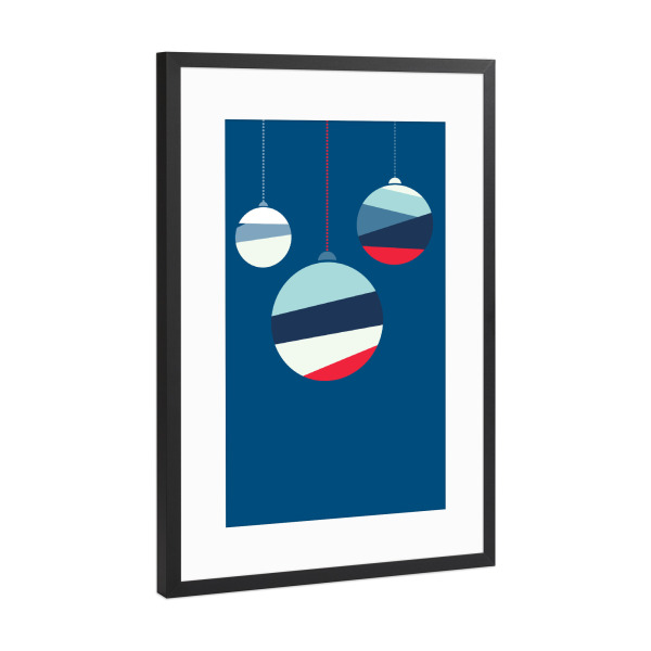 Poster mit Rahmen Schwarz (Metallic) "Bunte Weihnachtskugeln" artboxONE - Weihnachten