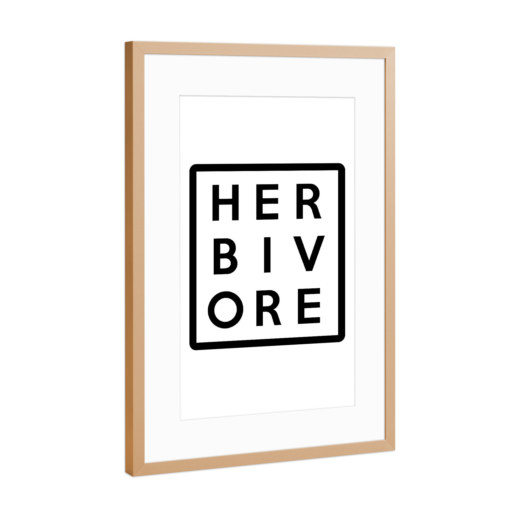 Poster mit Rahmen Kupfer "Pflanzenfresser" artboxONE - Typografie