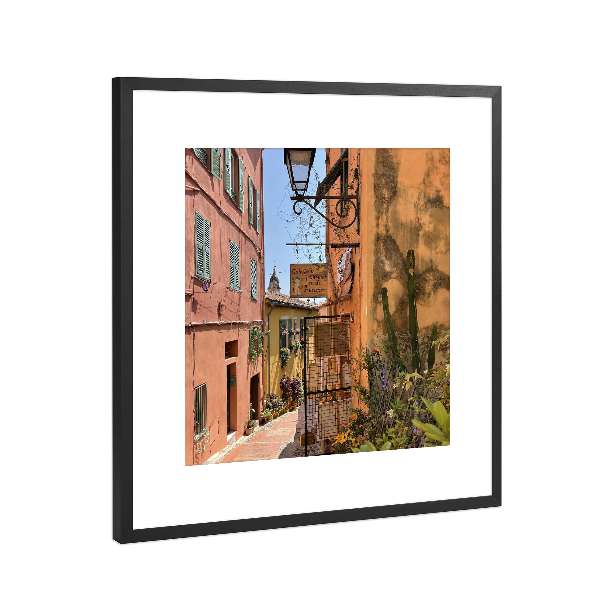 Poster mit Rahmen Schwarz (Metallic) "C'est pittoresque" artboxONE - Städte,Reise,Floral,Architektur - Côtedazur,Südfrankreich