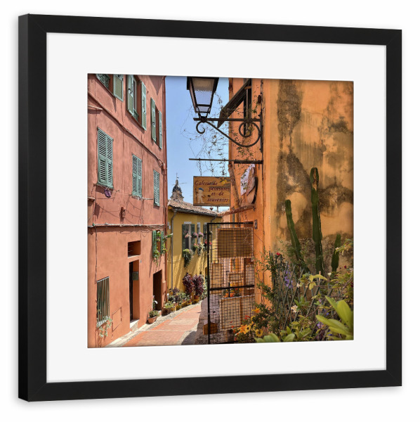 Poster mit Rahmen schwarz "C'est pittoresque" artboxONE - Städte,Reise,Floral,Architektur - Côtedazur,Südfrankreich