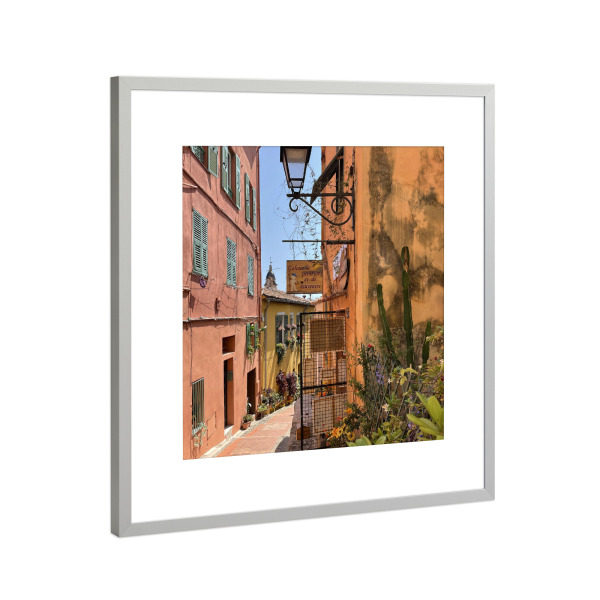 Poster mit Rahmen Silber "C'est pittoresque" artboxONE - Städte,Reise,Floral,Architektur - Côtedazur,Südfrankreich