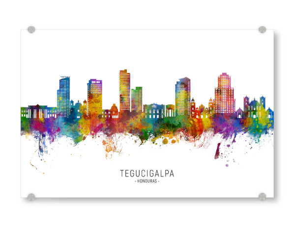 Acrylglasbild "Tegucigalpa Honduras Skyline txt" artboxONE - Städte - Tegucigalpa,Honduras,Skyline,Stadtbild,Stadtbild,Aquarell,Malerei