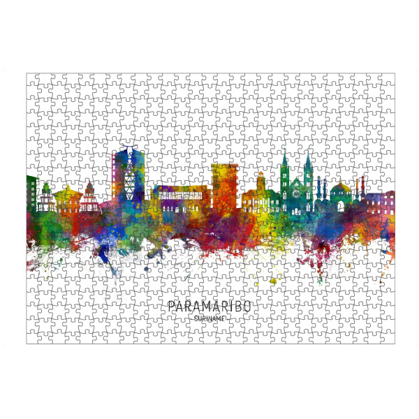 artboxONE Puzzle "Paramaribo Surinam Skyline txt" artboxONE - Städte - Paramaribo,Suriname,Skyline,Stadtbild,Stadtbild,Aquarell,Malerei