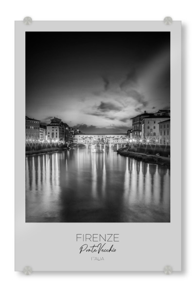 Acrylglasbild "Im Fokus: FLORENZ Ponte Vecchio" artboxONE - Schwarzweiß,Architektur,Städte / Weitere