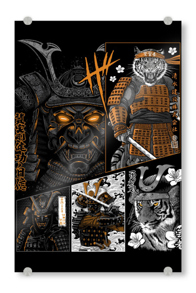 Acrylglasbild "Samurai-Tiger-Manga" artboxONE - Comic,Städte / Tokio