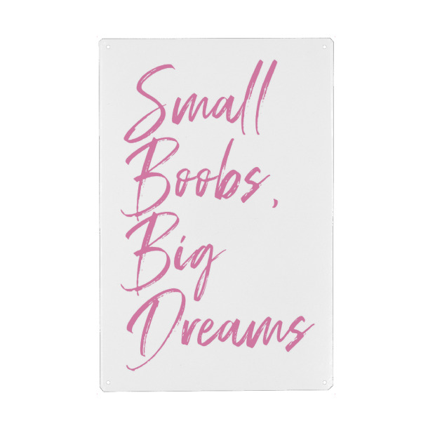 Metall Poster "Small boobs, big dreams" artboxONE - Menschen,Lustig
