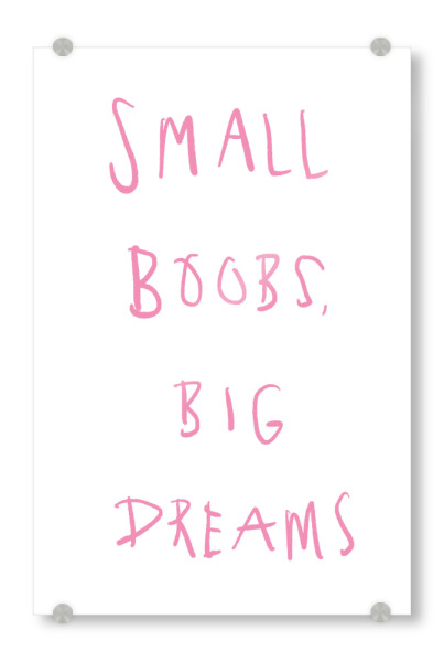 Acrylglasbild "Big dreams" artboxONE - Typografie,Menschen,Lustig - Pink,Frauen,Mädchen,Female,Brüste,Lustig,Minimalistisch,Typo,Typografie