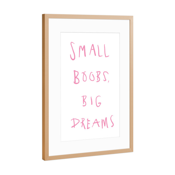 Poster mit Rahmen Kupfer "Big dreams" artboxONE - Typografie,Menschen,Lustig - Pink,Frauen,Mädchen,Female,Brüste,Lustig,Minimalistisch,Typo,Typografie