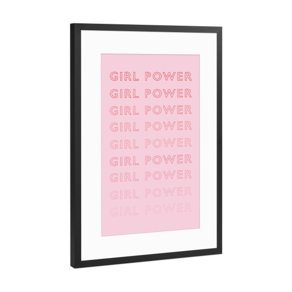 Poster mit Rahmen Schwarz (Metallic) "Girl Power - Pink" artboxONE - Typografie,Menschen,Für Mama