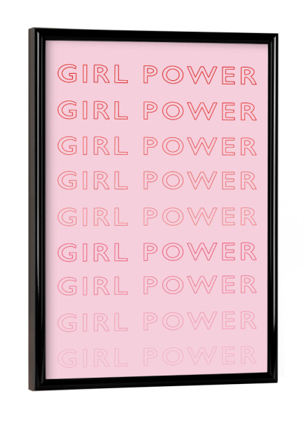 Poster mit schwarzem Rahmen "Girl Power - Pink" artboxONE - Typografie,Menschen,Für Mama - Girl,Power,Pink,Female,Frau,Mädchen,Typo,Typografie