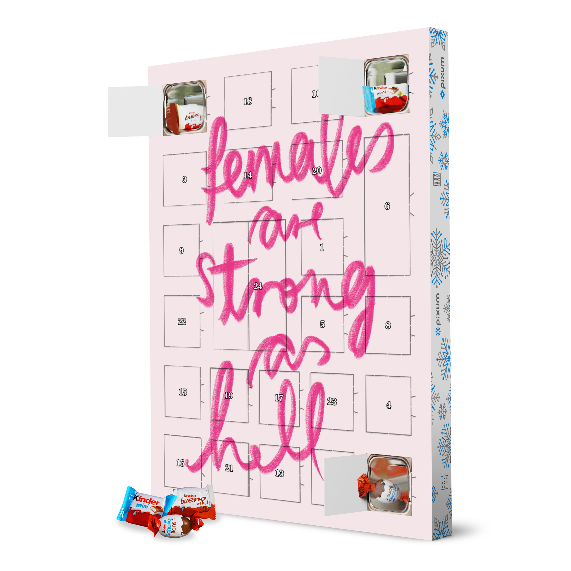 Adventskalender XXL mit Produkten von Kinder Females are strong as hell artboxONE Adventskalender Typografie