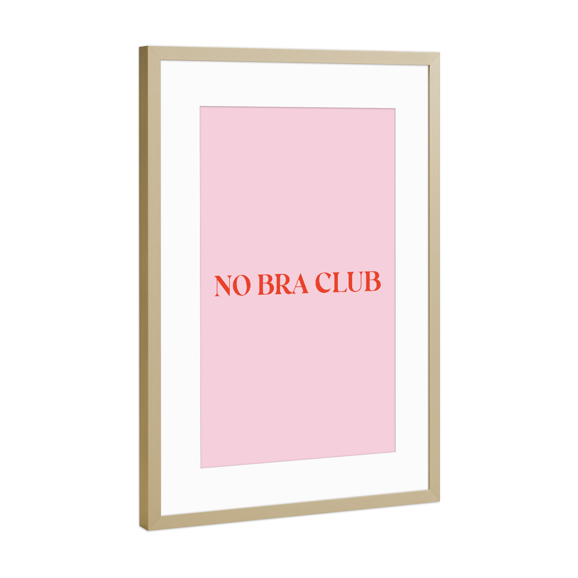 Poster mit Rahmen Gold "No Bra Club" artboxONE - Typografie,Menschen,Für Mama - No,Bra,Club,Typo,Typografie,Minimalismus,Frauen,Mädchen