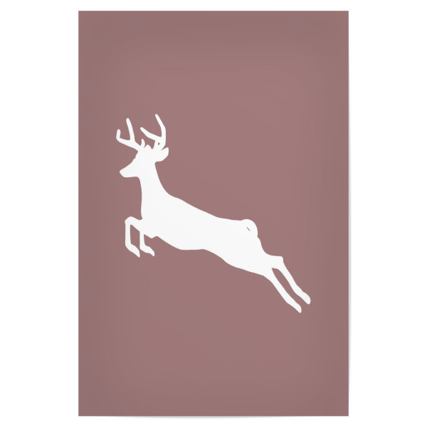 Poster 30x20 cm "Springender Hirsch" artboxONE - Tiere,Abstrakt,Weihnachten - Springen,Hirsch,Tier,Bunt,Weihnachten,Pink