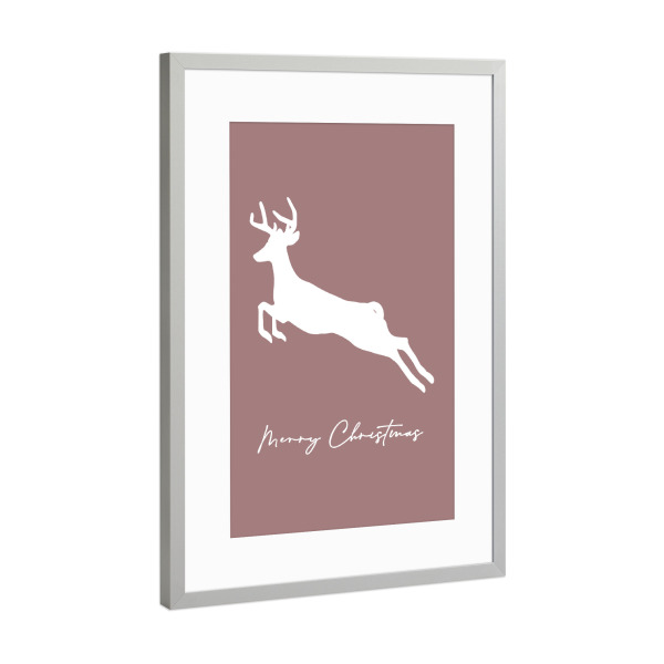 Poster mit Rahmen Silber "Hirsch - Merry Christmas" artboxONE - Tiere,Abstrakt,Weihnachten