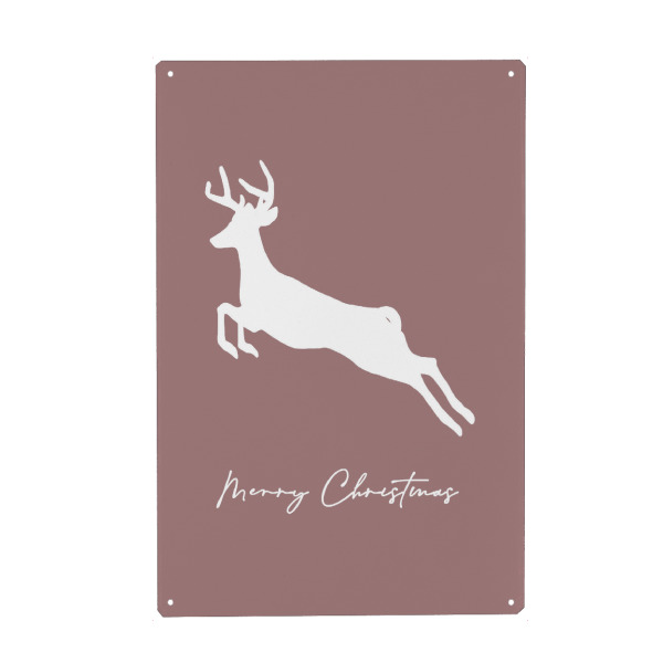 Holzbild "Hirsch - Merry Christmas" artboxONE - Tiere,Abstrakt,Weihnachten - Weihnachten,Xmas,Hirsch,Tier,Bunt,Pink,Rosa,Merry,Christmas