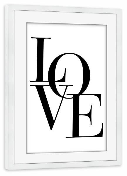 Poster mit Rahmen weiß "LOVE in black" artboxONE - Typografie,Schwarzweiß,Liebe