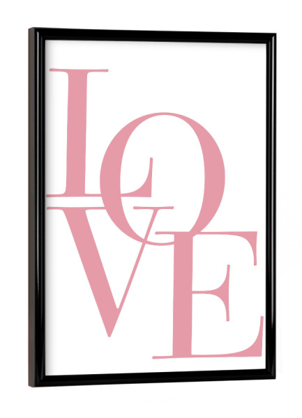 Poster mit schwarzem Rahmen "LOVE in pink" artboxONE - Typografie,Liebe - Liebe,Typo,Typografie,Boho,Buchstaben,Zuneigung,Paar,Beziehung,Pink