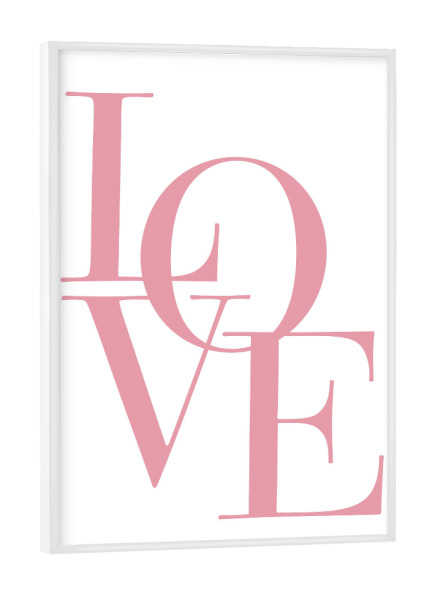 Poster mit weißem Rahmen "LOVE in pink" artboxONE - Typografie,Liebe - Liebe,Typo,Typografie,Boho,Buchstaben,Zuneigung,Paar,Beziehung,Pink